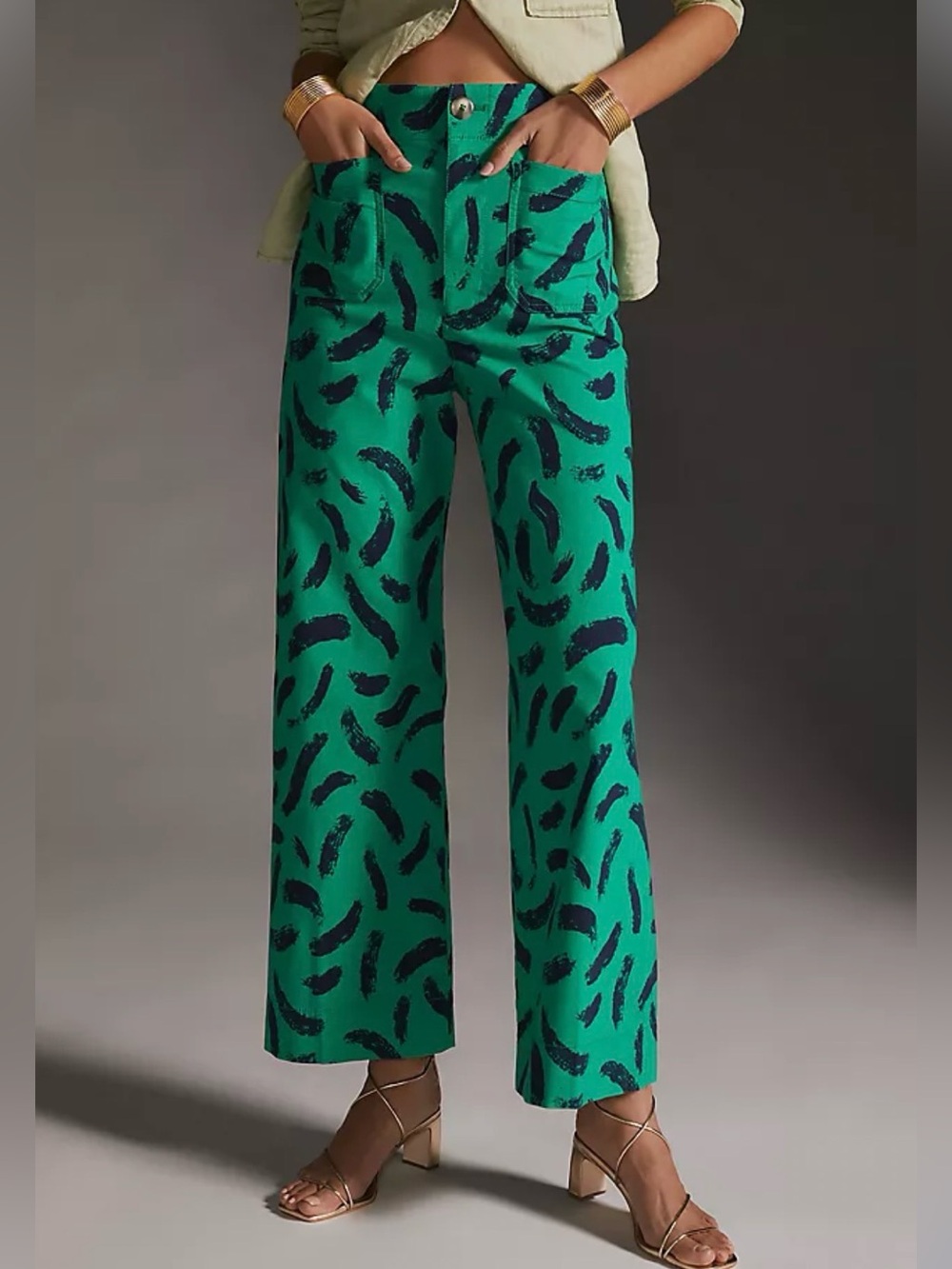 Maeve Anthropologie The Colette Pants Magic Fabric Ed Women 32 Crop Wide Leg 14